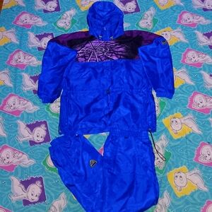 80s Spyder Polyester Tracksuit Windbreaker Jacket & Pants Outfit Set Vintage